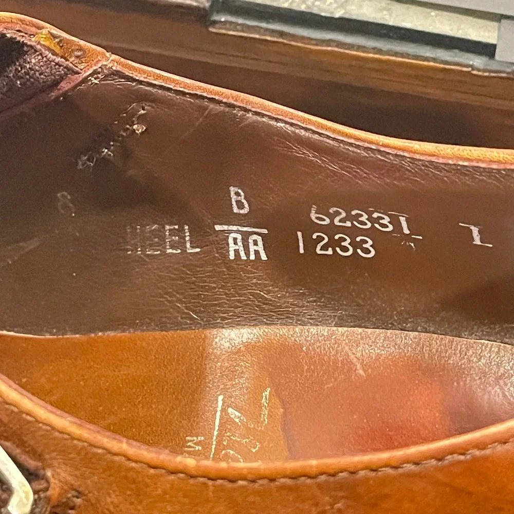 Nettleton‎ Mens Vintage Tan Leather Monk Strap Loafers Dress Shoes 8 B/AA 62331